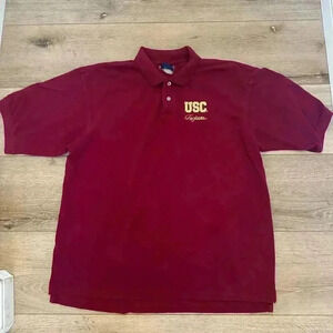 Vintage USC Trojans Polo Shirt – Classic Maroon Short Sleeve Top